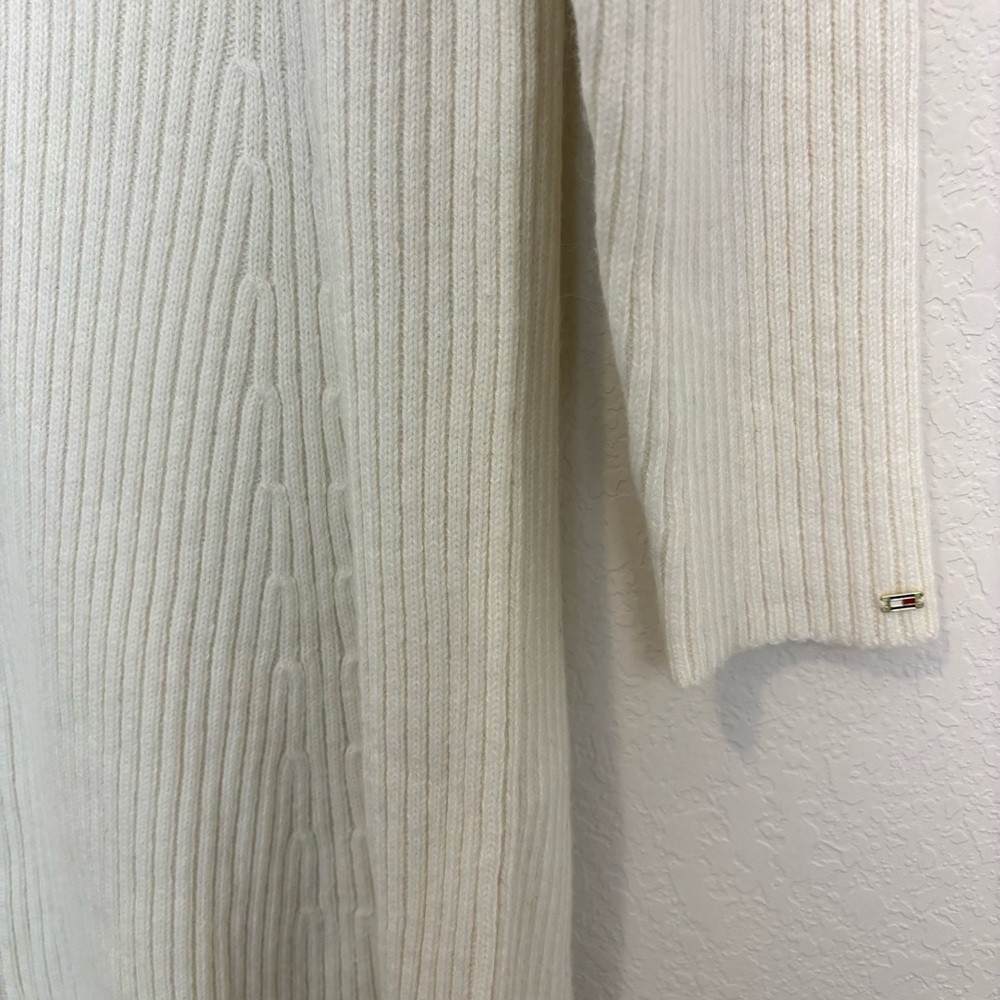 NWT Tommy Hilfiger Ivory Ribbed Knit Sweater Dress Women’s Large Classic Work - Picture 3 of 9